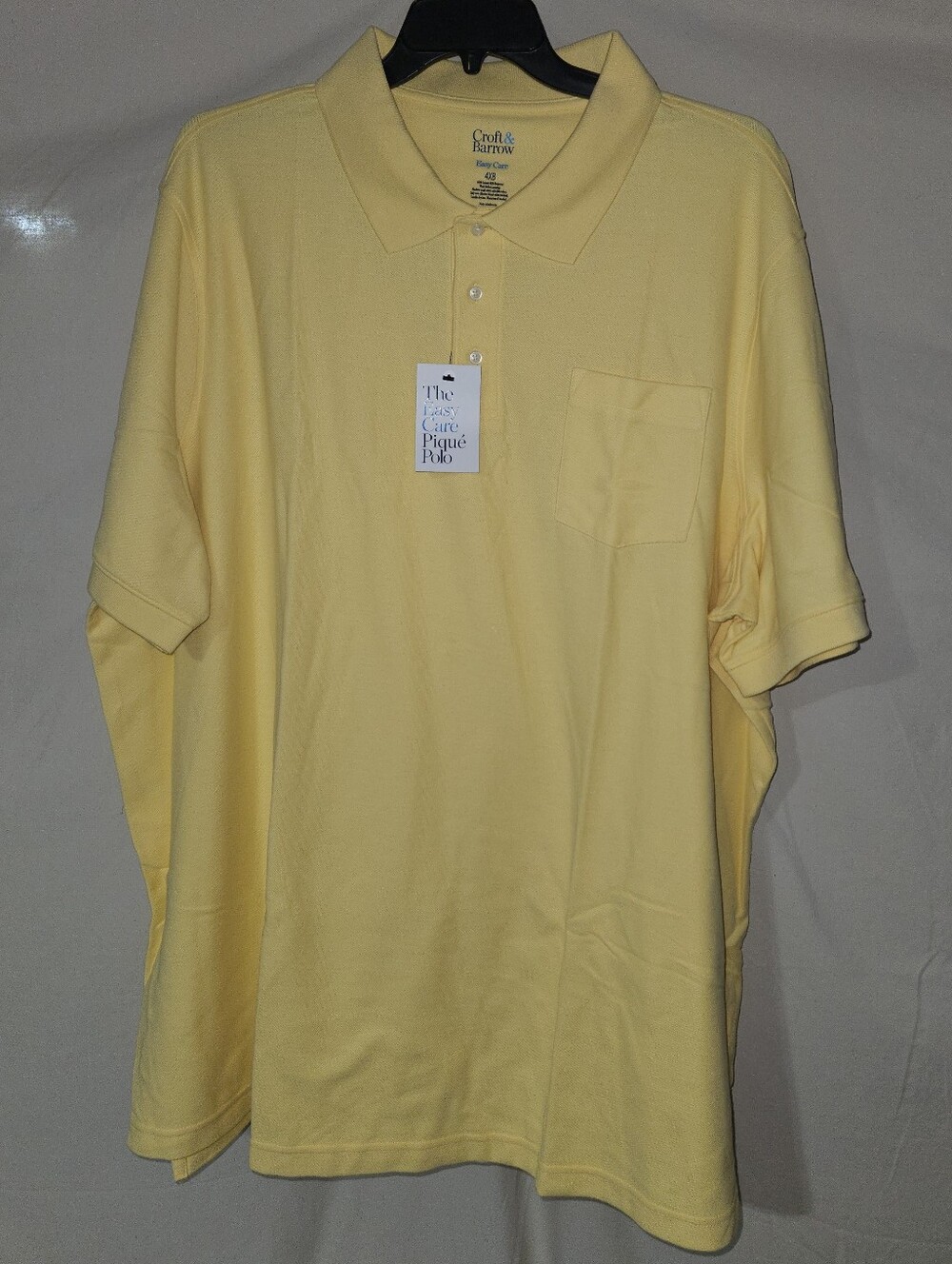 NWT Croft & Barrow Yellow Short-Sleeve Pique Polo with Chest Pocket
